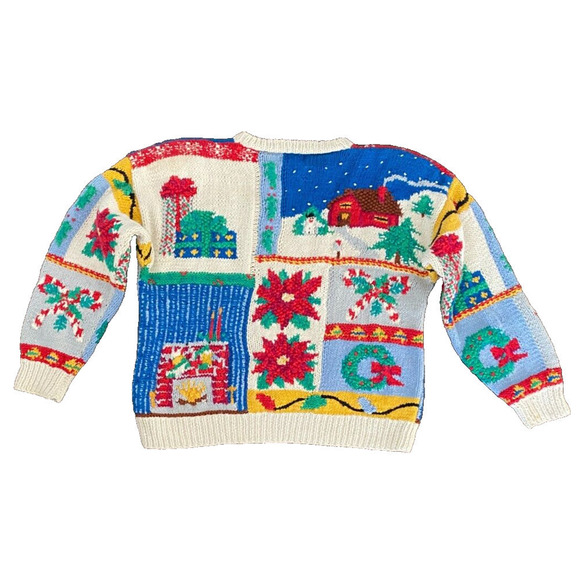 Countryside Classic - Vintage chunky hand knit christmas sweater women's size M - Picture 3 of 9